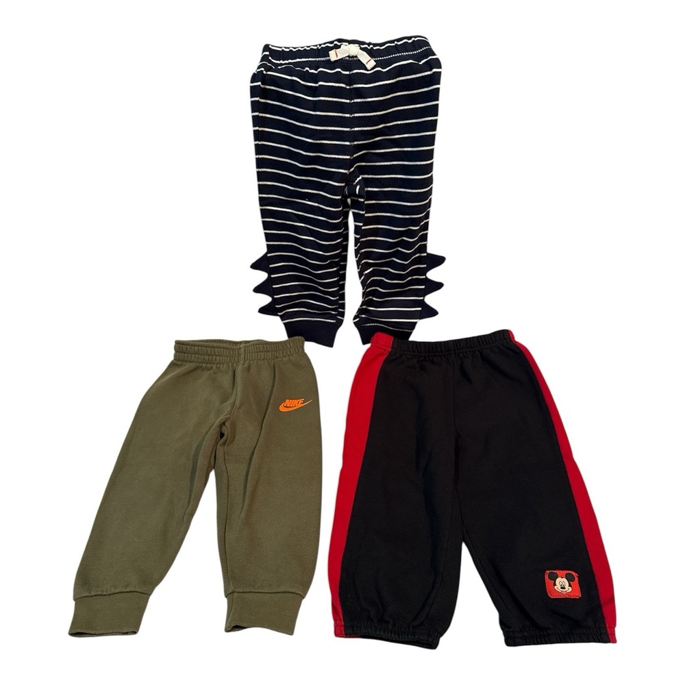 Lot of 3 Baby Boy Pants Joggers Nike Olive Disney Mickey Carter's Dino 18m, 24m